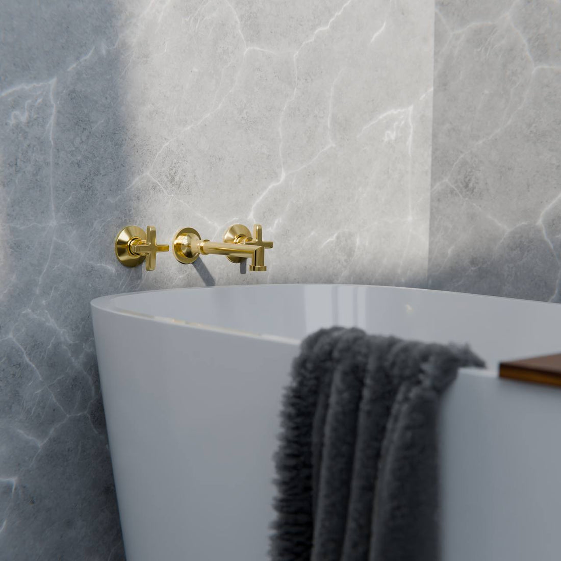 Savannah Unlacquered Brass Wall-Mount Tub Faucet