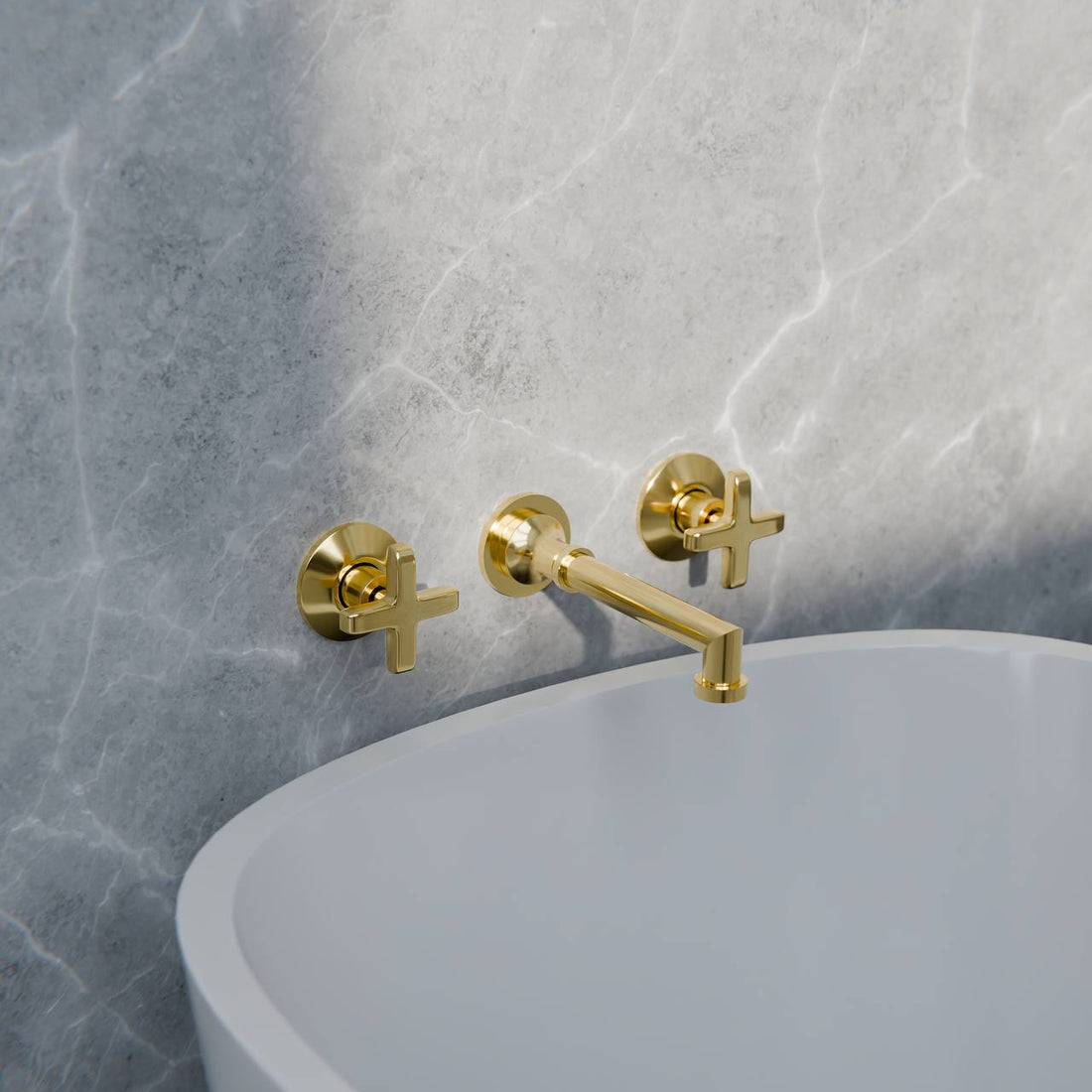 Savannah Unlacquered Brass Wall-Mount Tub Faucet