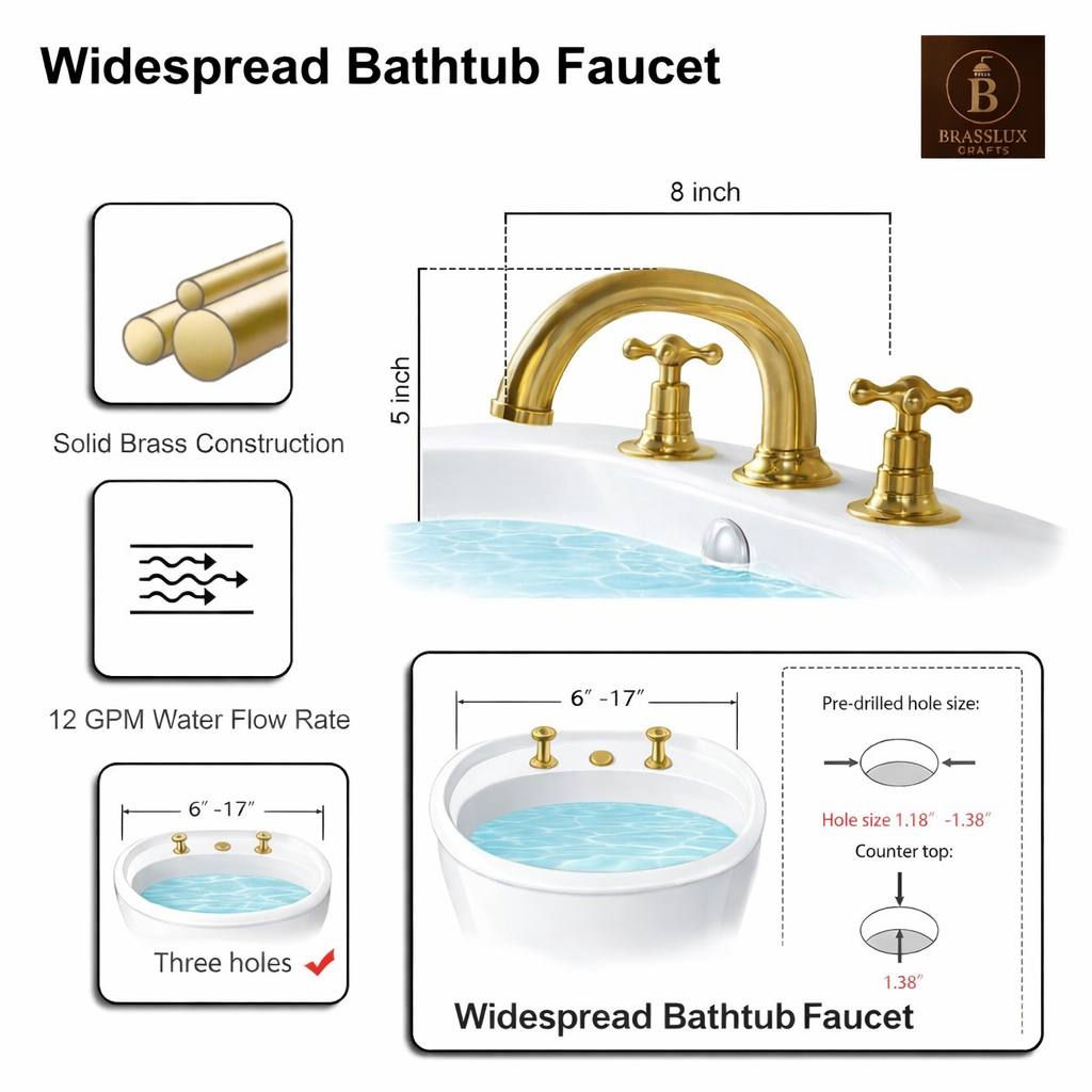 Tampa Unlacquered Brass 3-Hole Roman Tub Faucet