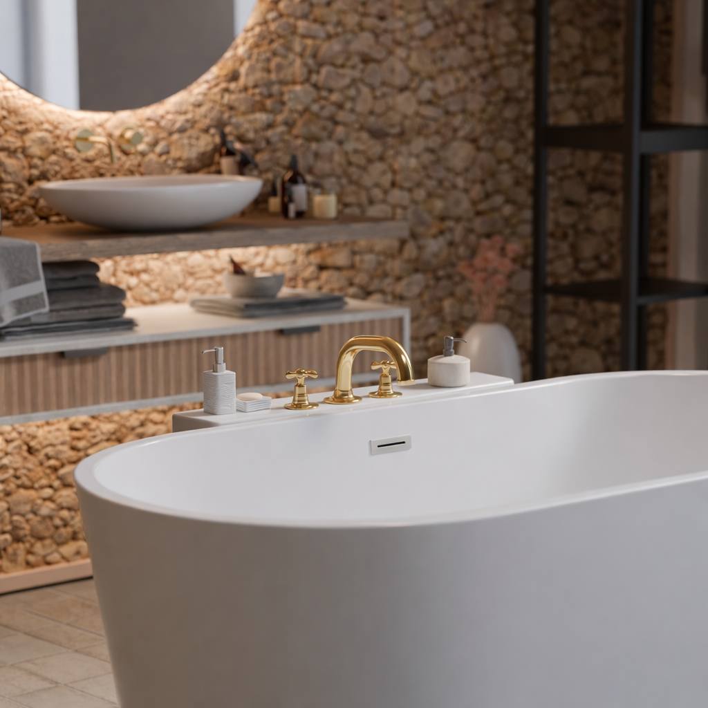 Tampa Unlacquered Brass 3-Hole Roman Tub Faucet