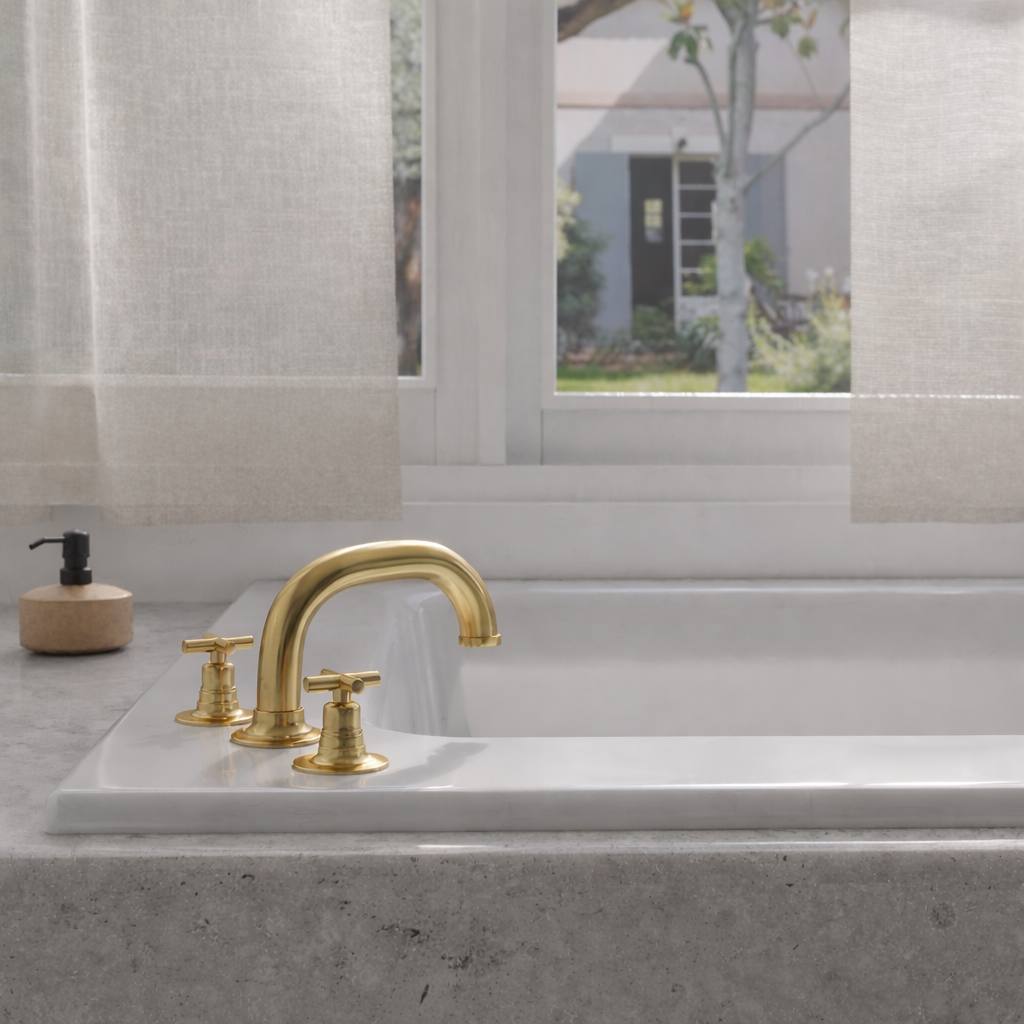 Tampa Unlacquered Brass 3-Hole Roman Tub Faucet