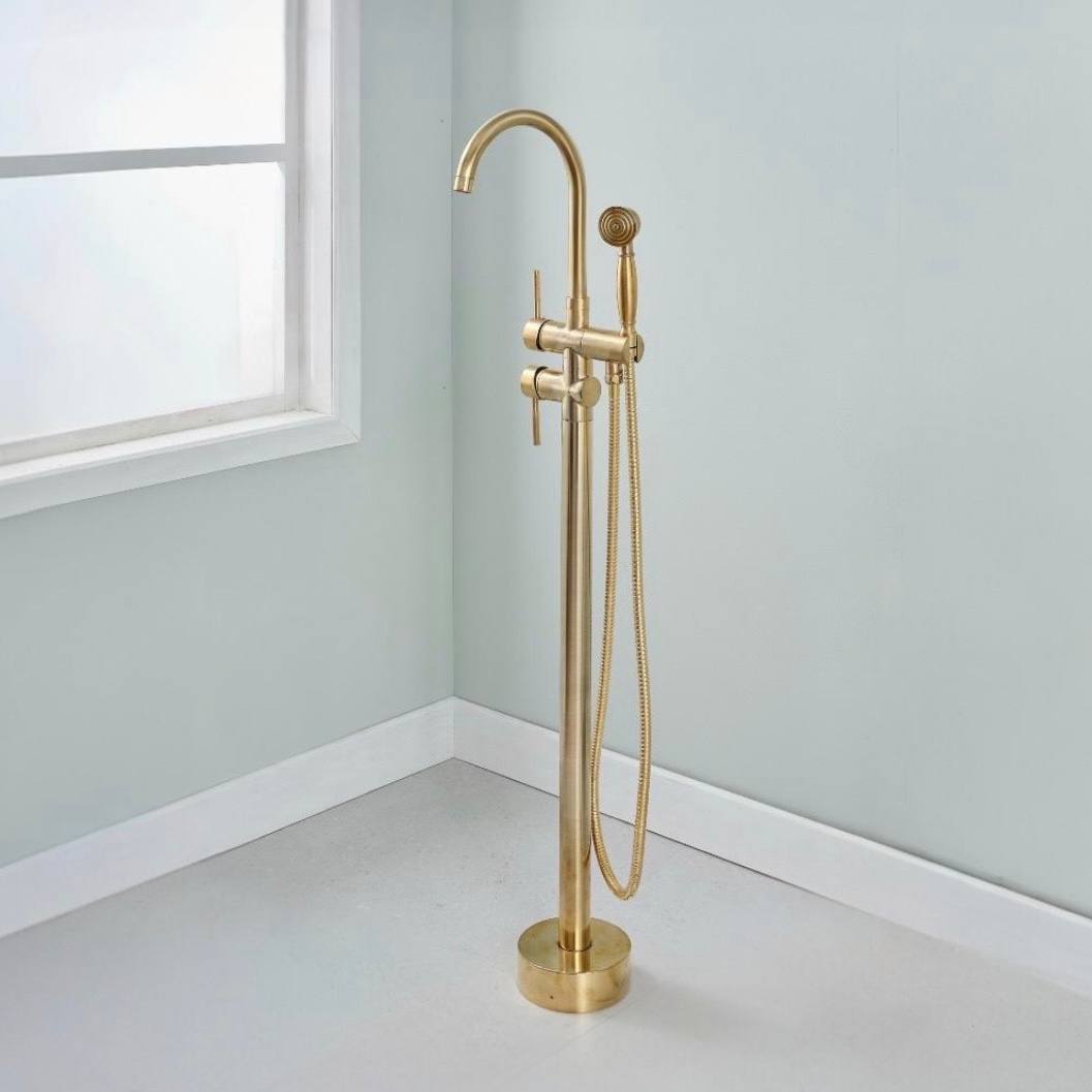 Norfolk Unlacquered Brass Freestanding Tub Faucet