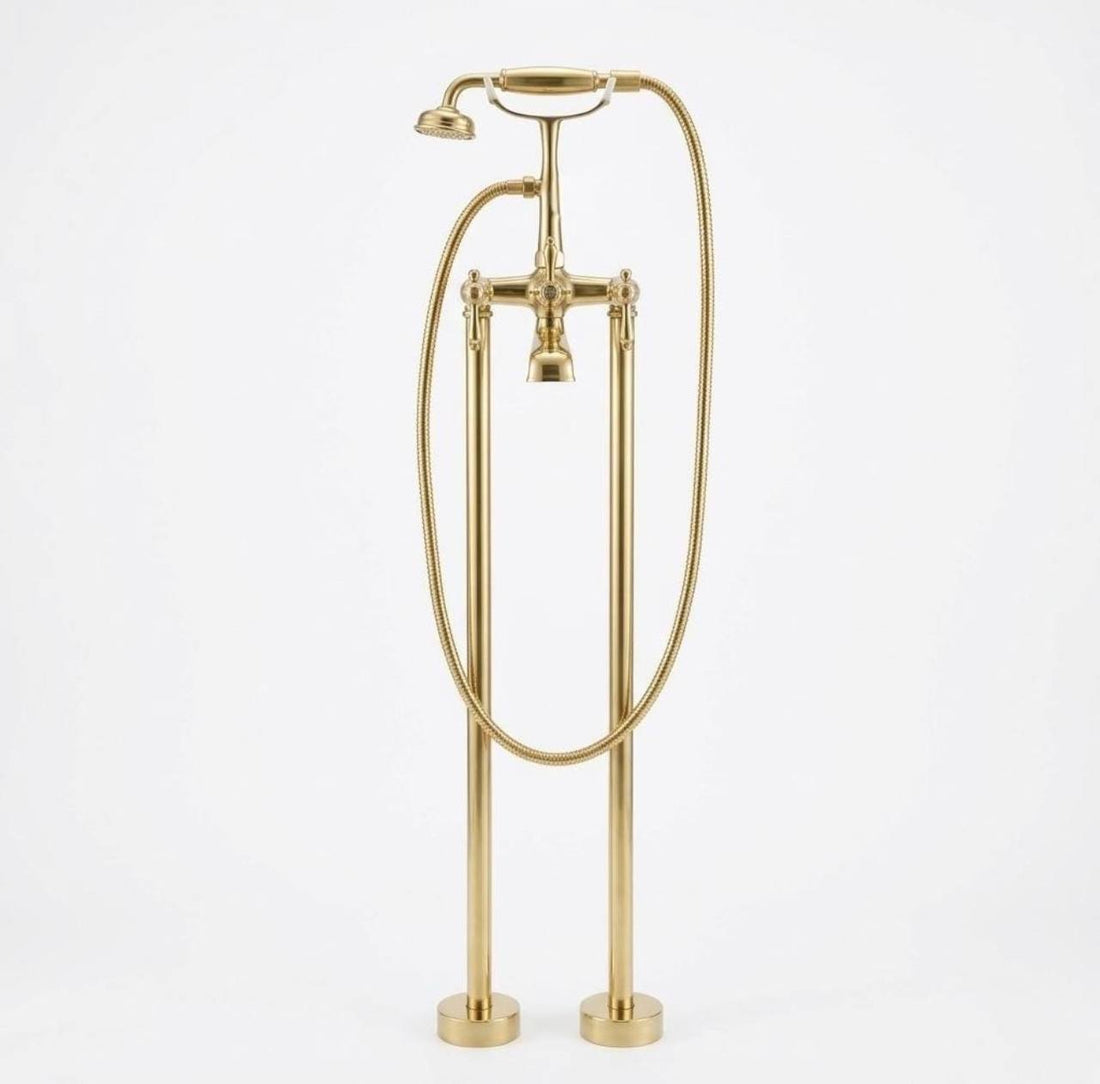 Hawaii Unlacquered Brass Freestanding Telephone Tub Filler