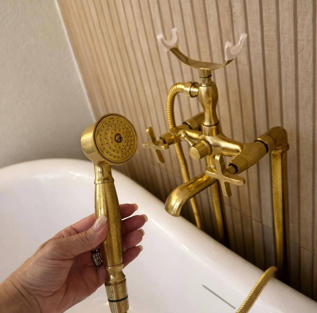 Hawaii Unlacquered Brass Freestanding Telephone Tub Filler