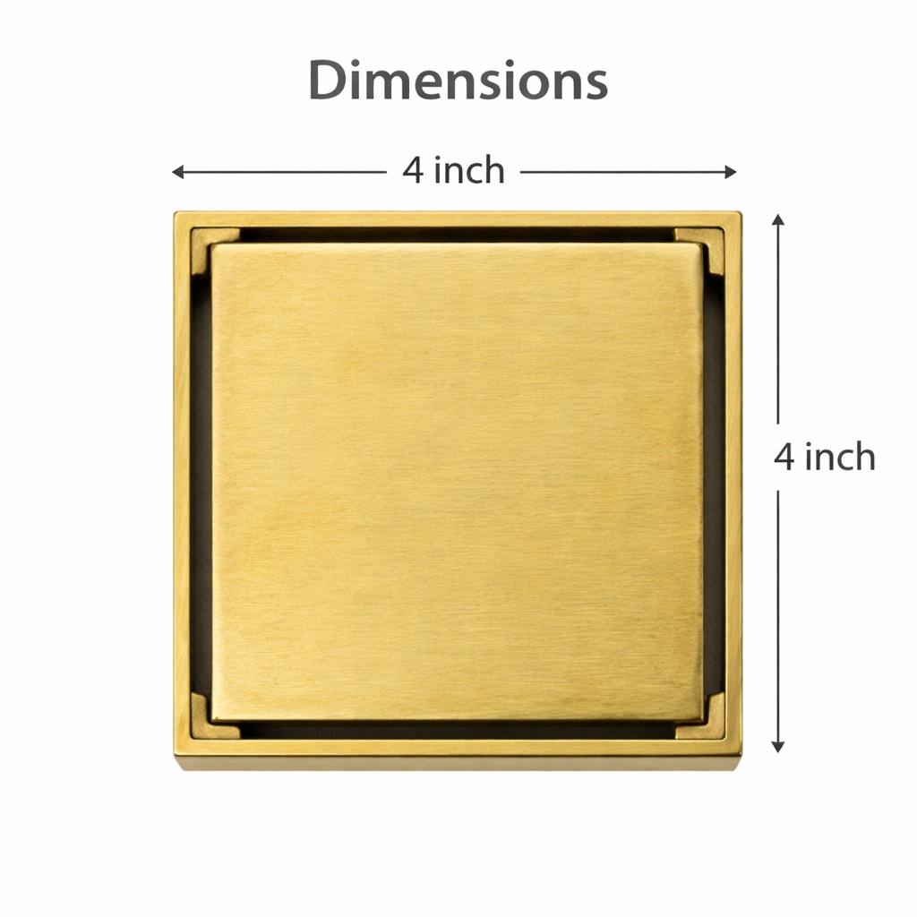 Vero Unlacquered Brass 4" Square Shower Floor Drain