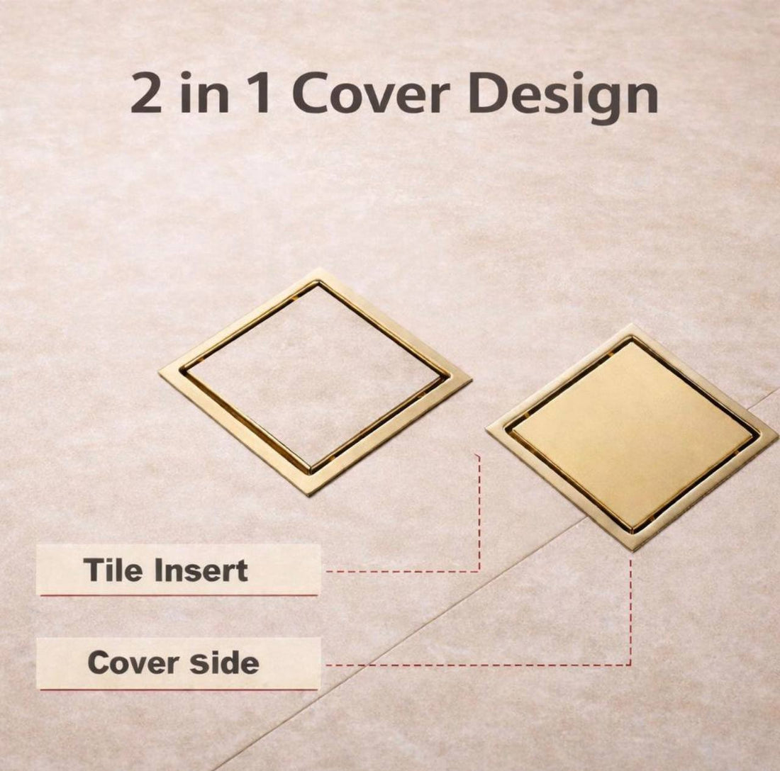 Vero Unlacquered Brass 4" Square Shower Floor Drain
