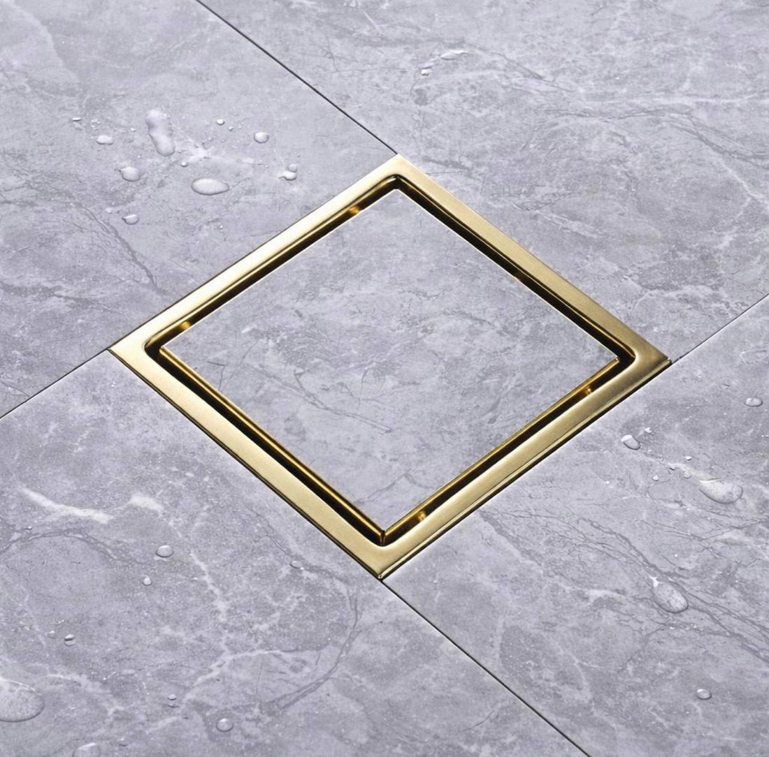 Vero Unlacquered Brass 4" Square Shower Floor Drain