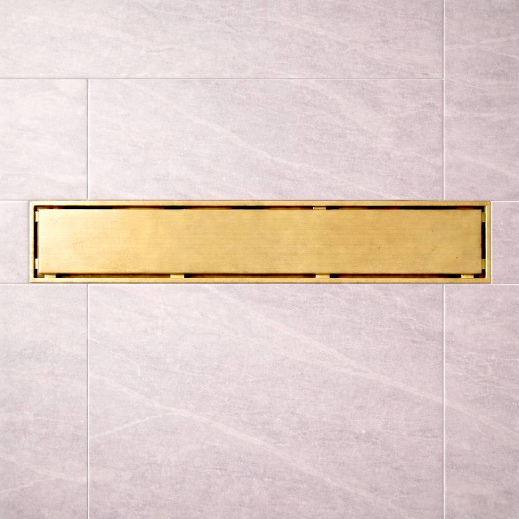 Linear 24” Unlacquered Brass Shower Drain