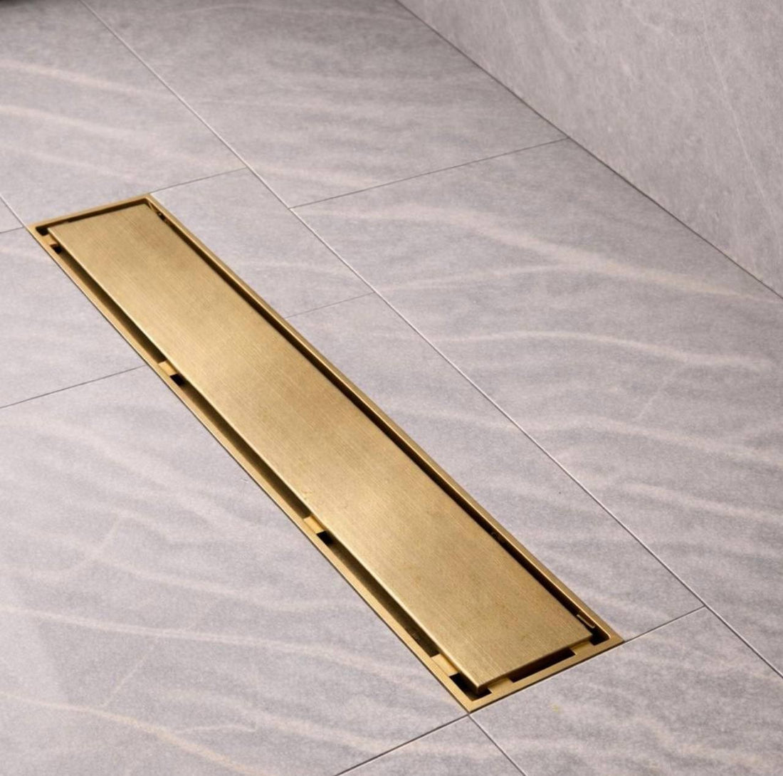 Linear 24” Unlacquered Brass Shower Drain