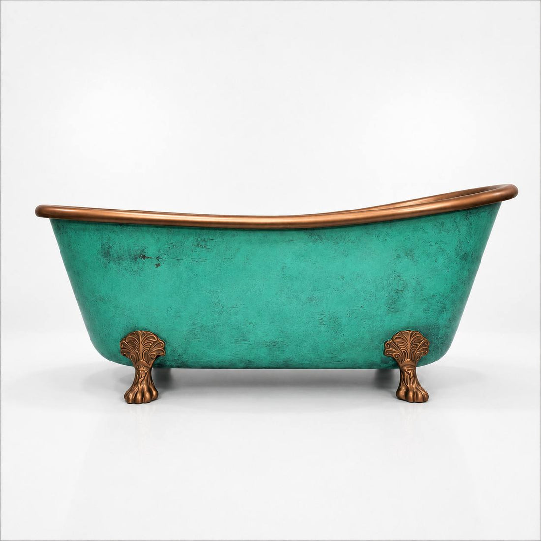 Turquoise Patina Copper Bathtub with Clawfoot
