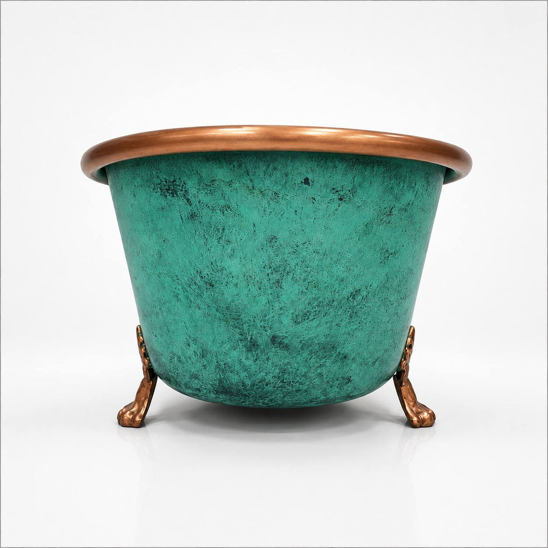 Turquoise Patina Copper Bathtub with Clawfoot