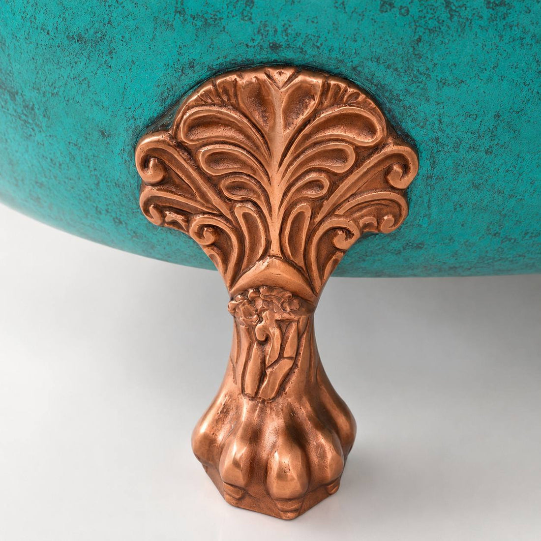 Turquoise Patina Copper Bathtub with Clawfoot