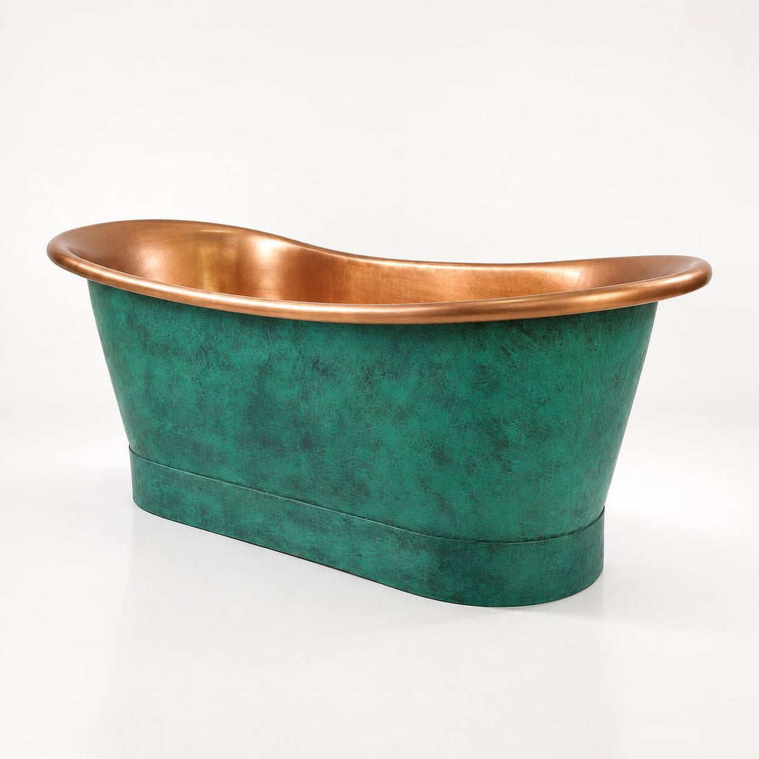 Handcrafted Turquoise Patina Copper Bathtub