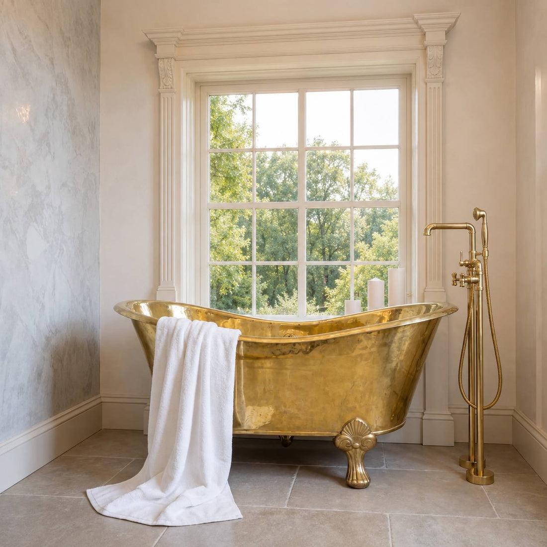 Solid Brass Freestanding Clawfoot Bathtub