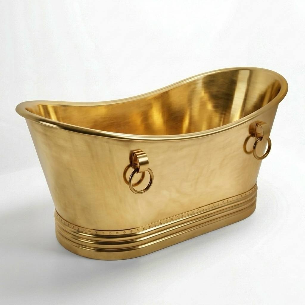Solid Brass Freestanding Bathtub with Ring Handles