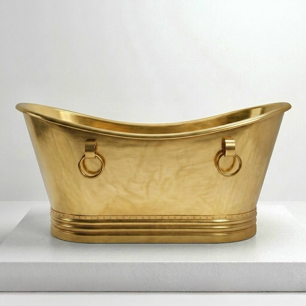 Solid Brass Freestanding Bathtub with Ring Handles