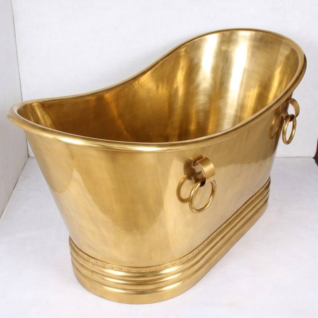 Solid Brass Freestanding Bathtub with Ring Handles