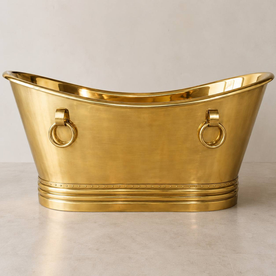 Solid Brass Freestanding Bathtub with Ring Handles