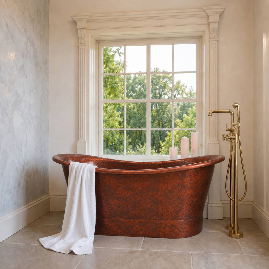 Rustic Antique Copper Freestanding Bathtub