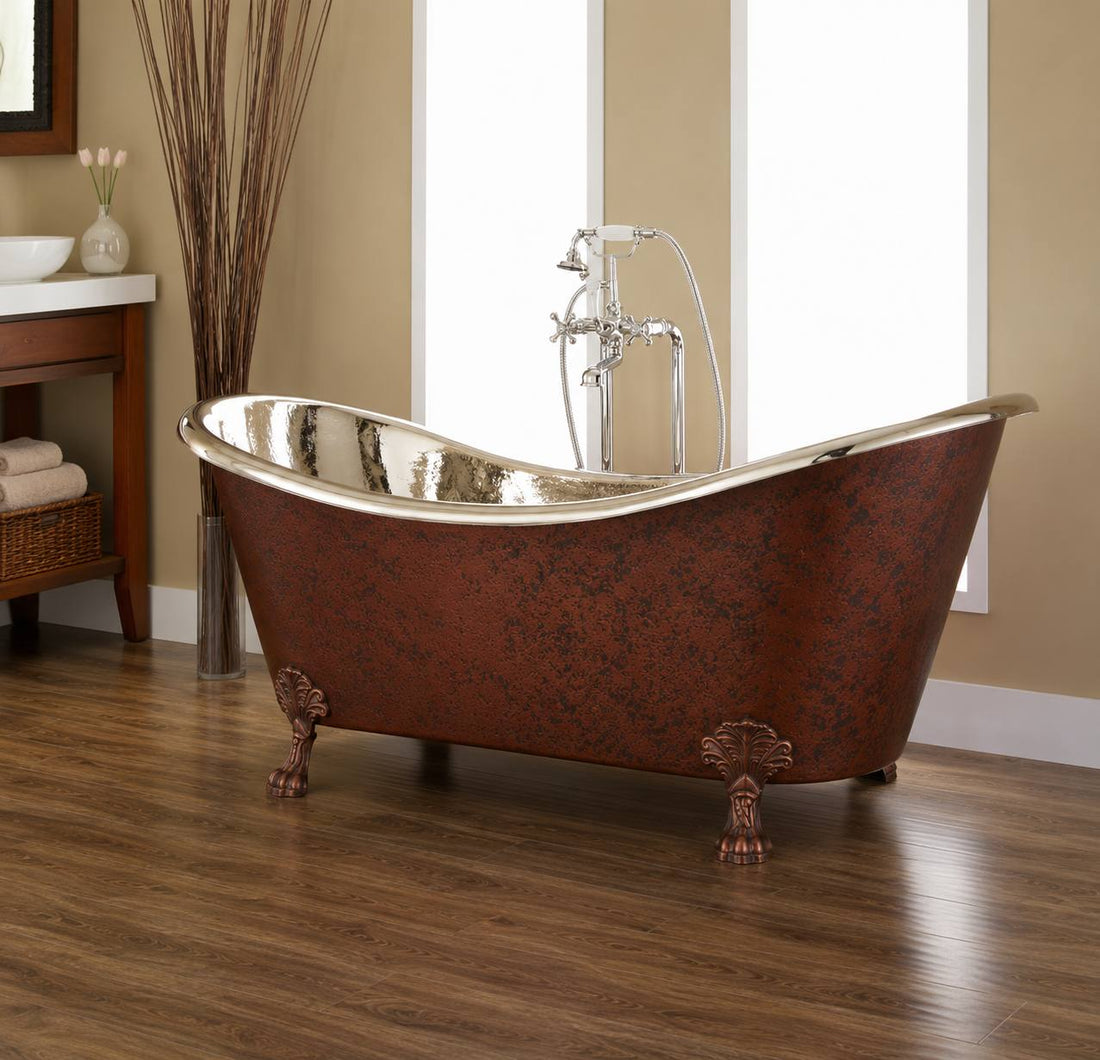 Victorian Copper Clawfoot Bathtub | Nickel Interior
