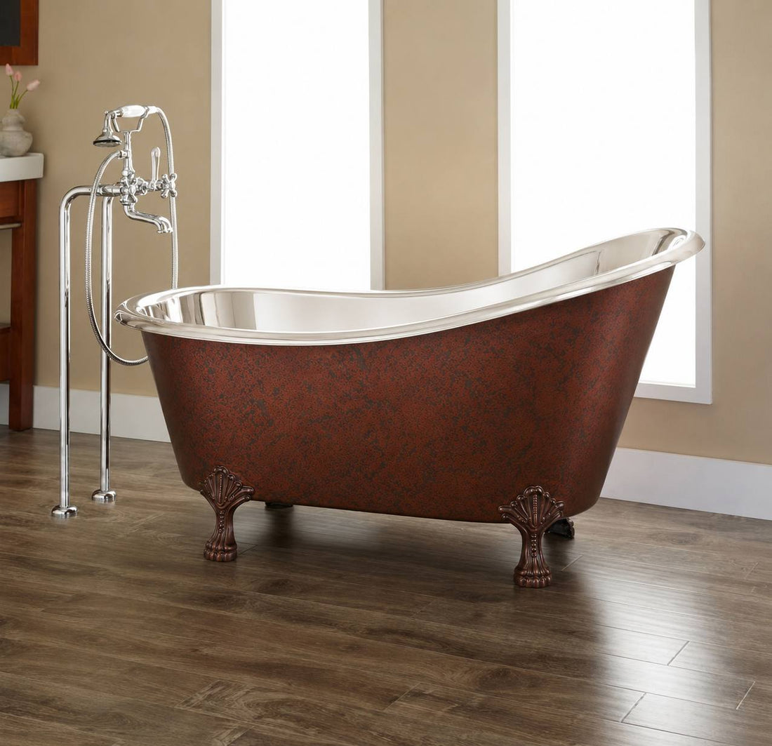 Victorian Copper Clawfoot Bathtub | Nickel Interior