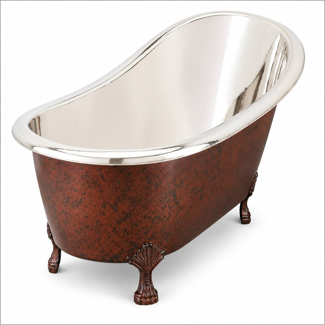 Victorian Copper Clawfoot Bathtub | Nickel Interior