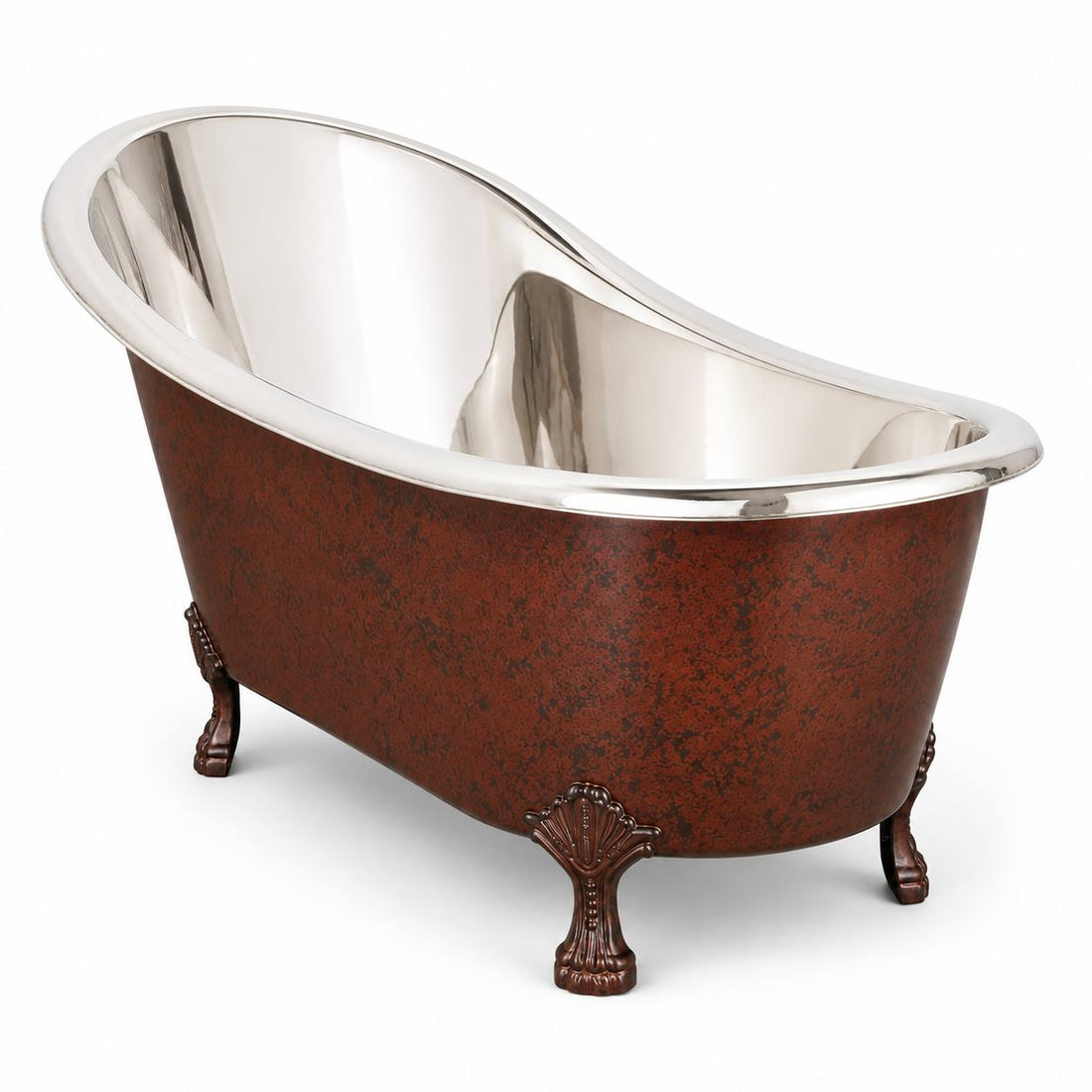 Victorian Copper Clawfoot Bathtub | Nickel Interior