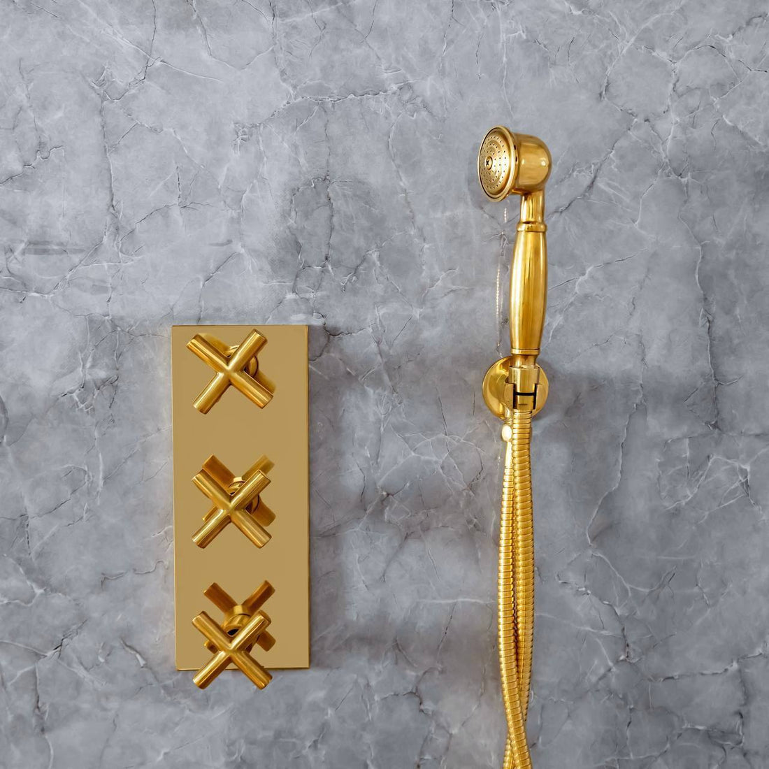 Richmond Unlacquered Brass Shower System – Rain Shower with Handheld Shower