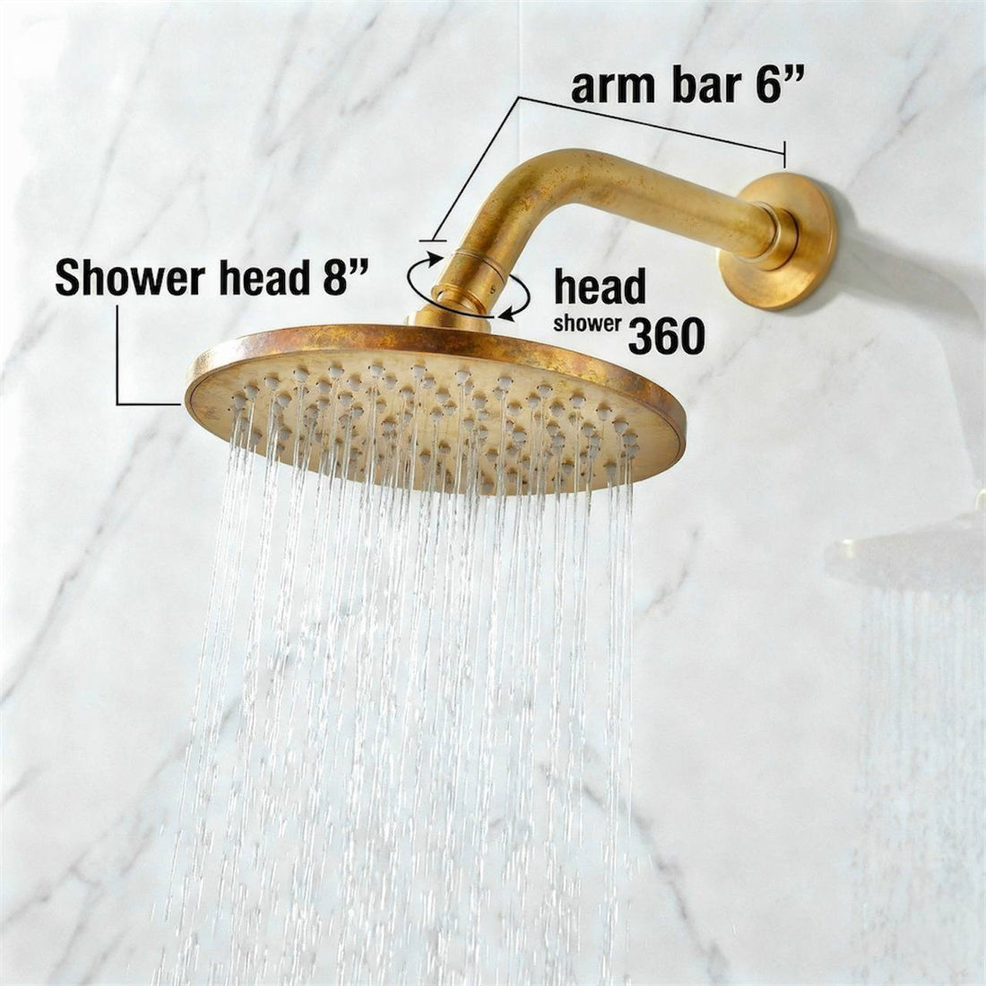 Richmond Unlacquered Brass Shower System – Rain Shower with Handheld Shower