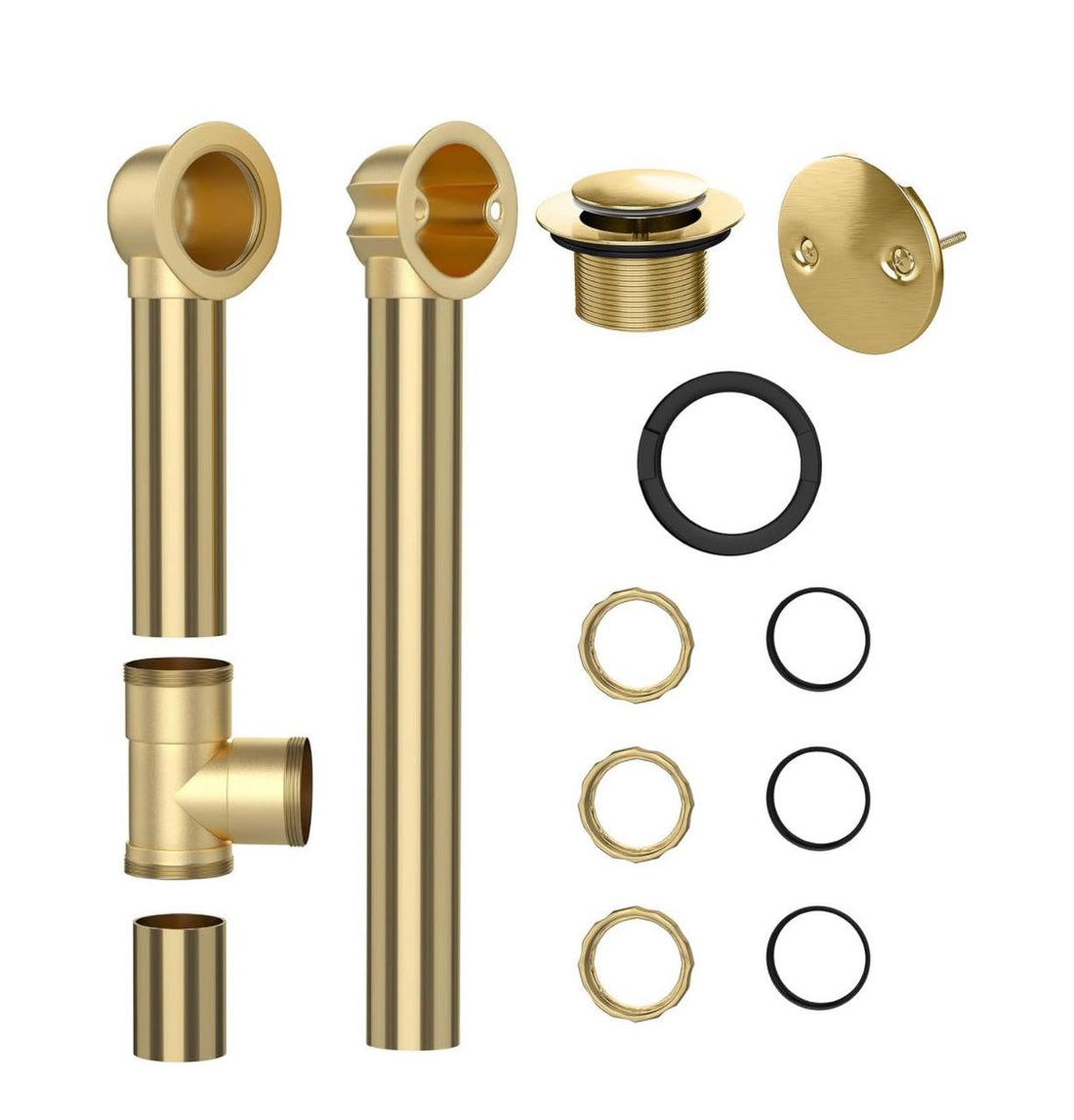 Unlacquered Brass 1-1/2” Tub Drain Kit with Overflow