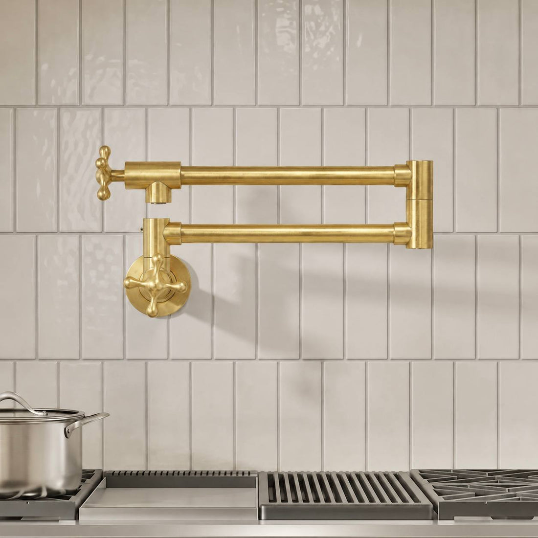 Cambridge Wall-Mount Pot Filler – Unlacquered Brass