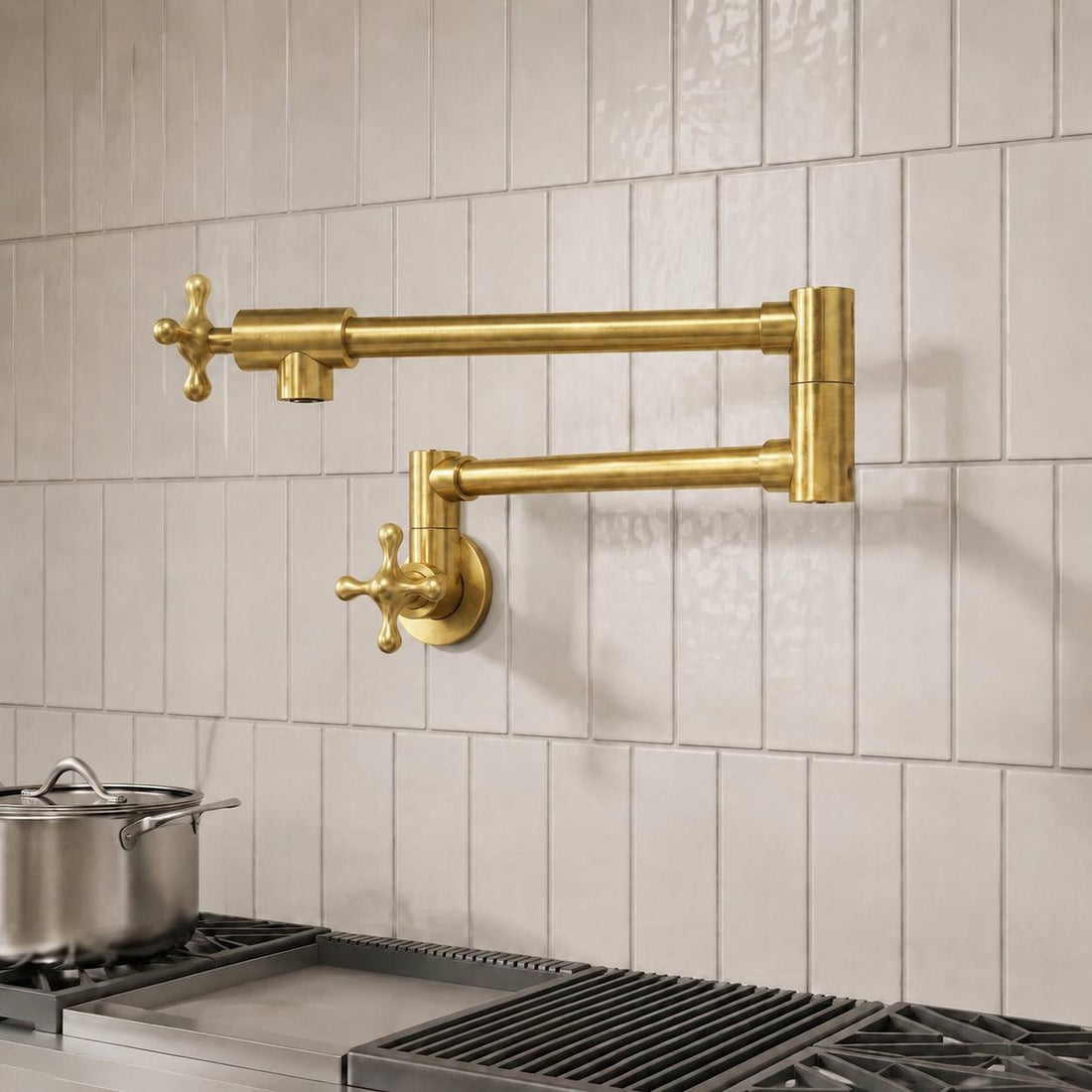 Cambridge Wall-Mount Pot Filler – Unlacquered Brass