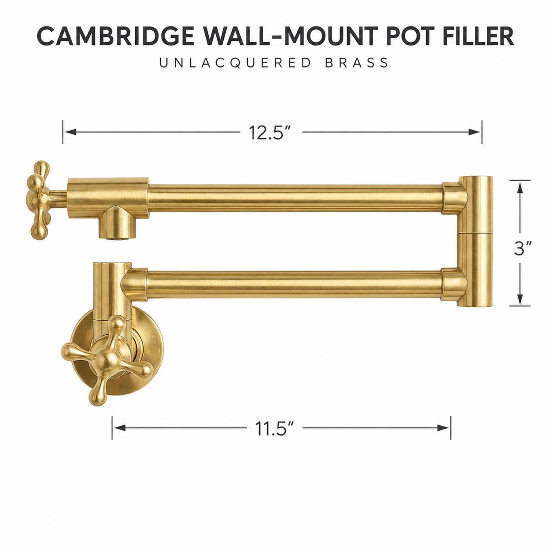 Cambridge Wall-Mount Pot Filler – Unlacquered Brass