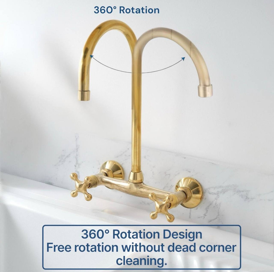 Rosamy Wall-Mount Kitchen Faucet – Unlacquered Brass