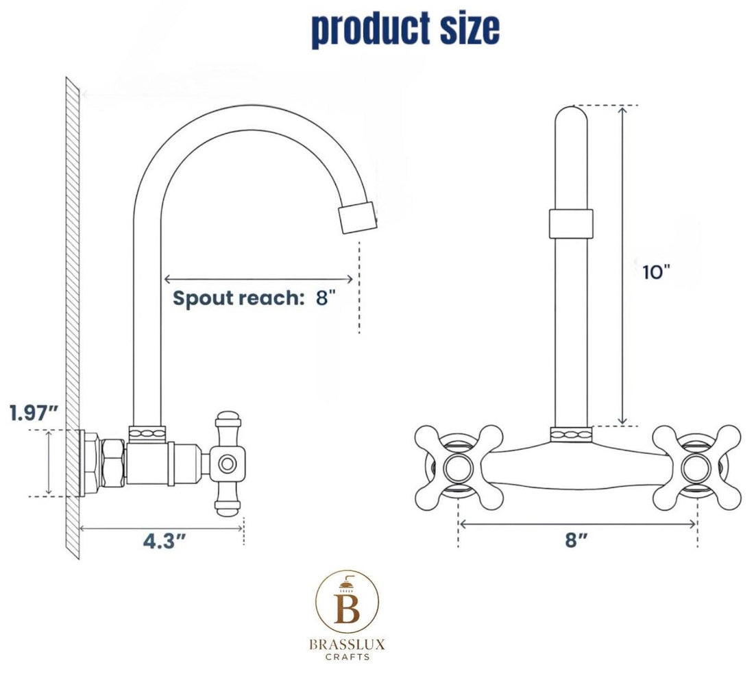 Rosamy Wall-Mount Kitchen Faucet – Unlacquered Brass