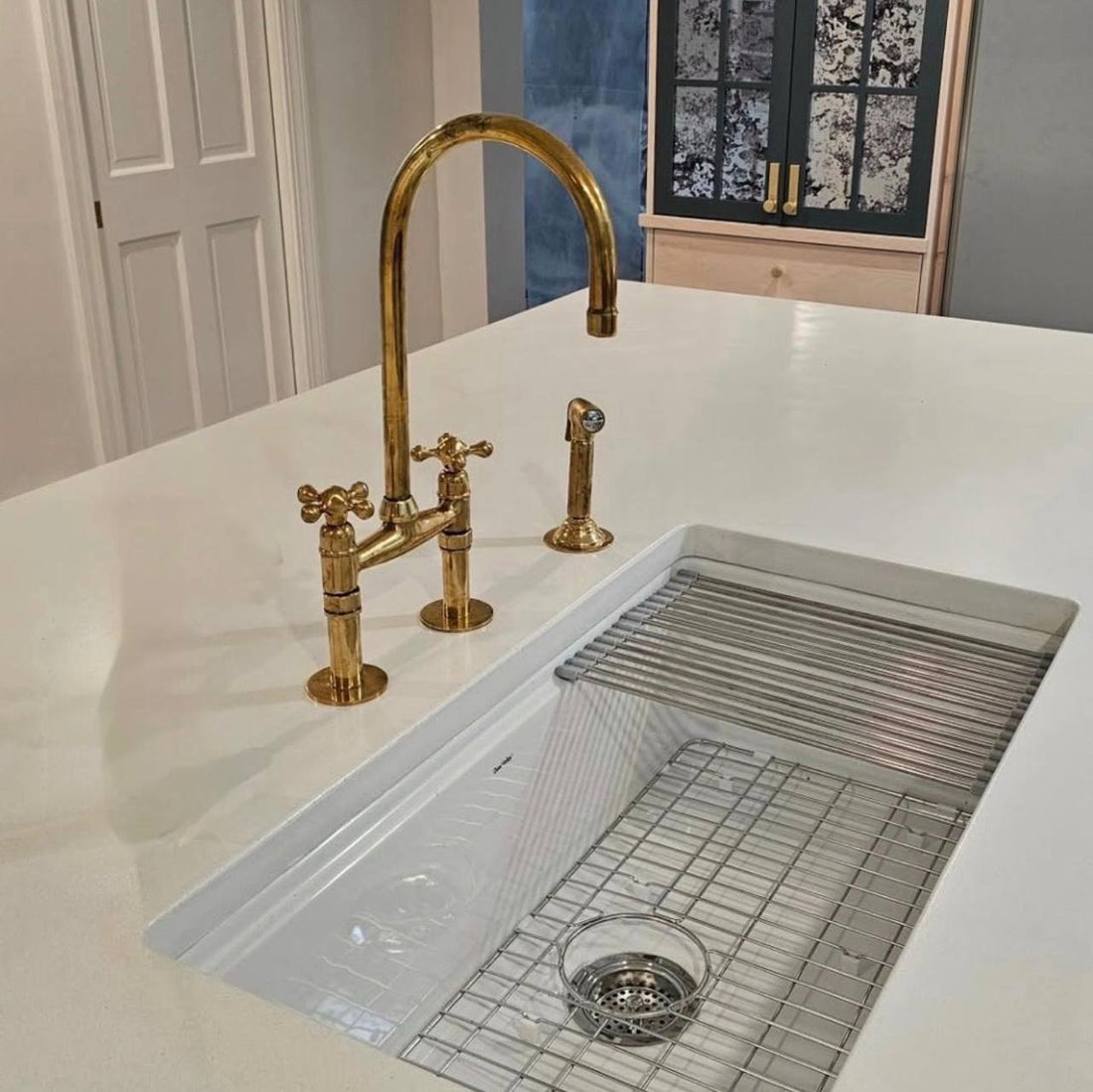 6” Spread Bridge Kitchen Faucet - Unlacquered Brass