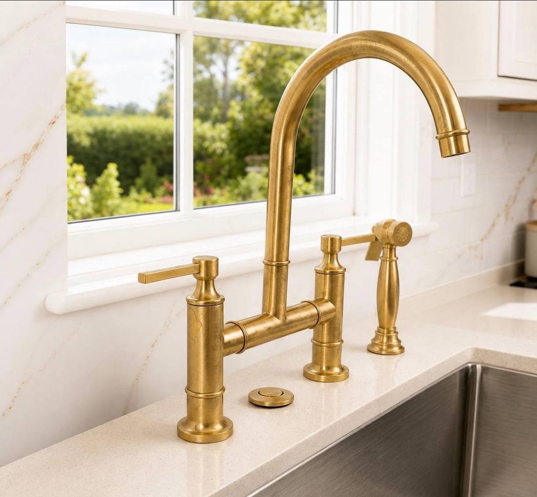 Aurora Bridge Kitchen Faucet – Unlacquered Brass