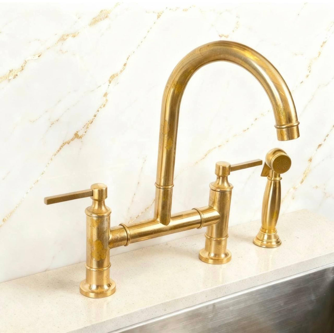 Aurora Bridge Kitchen Faucet – Unlacquered Brass