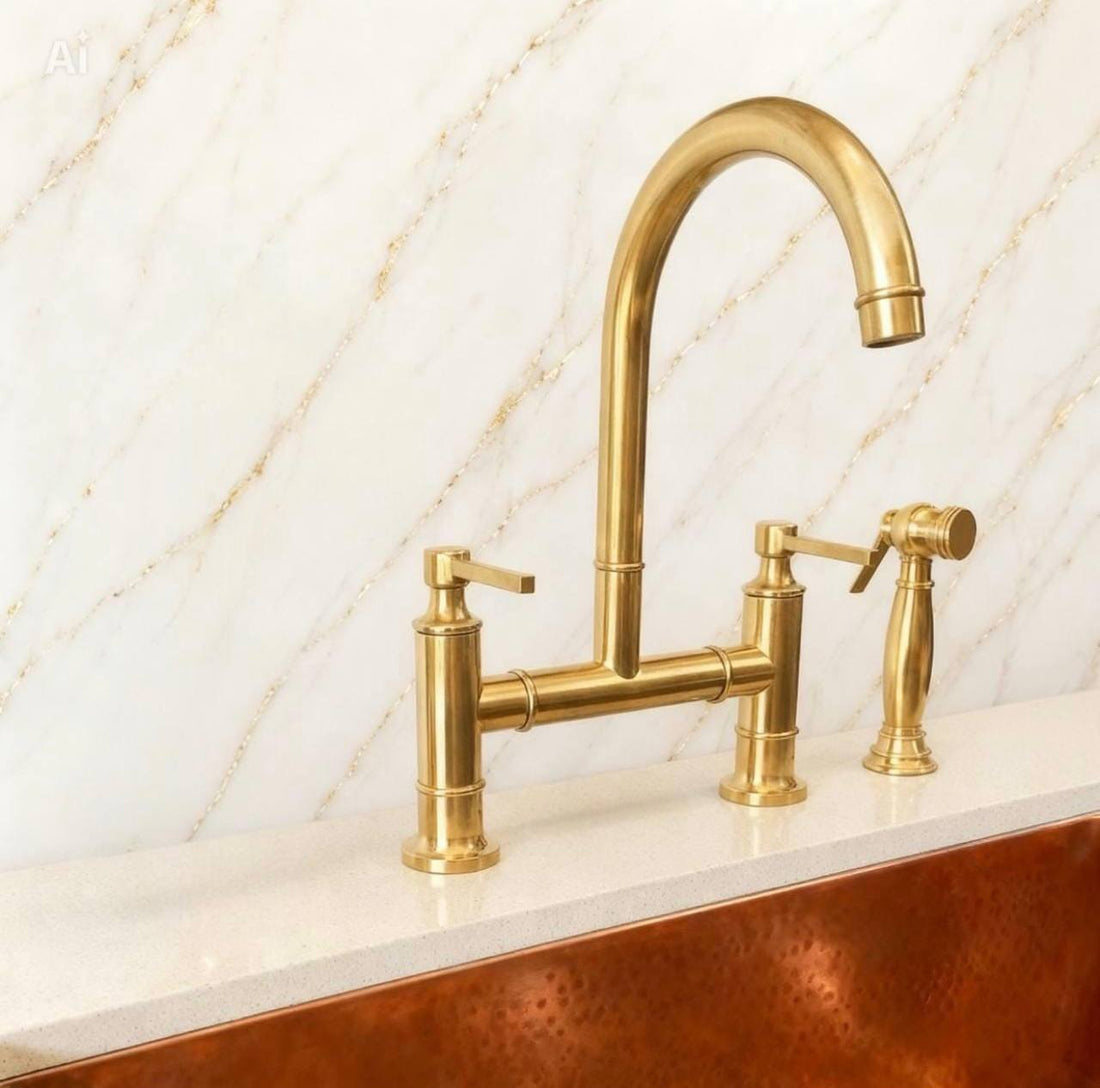 Aurora Bridge Kitchen Faucet – Unlacquered Brass
