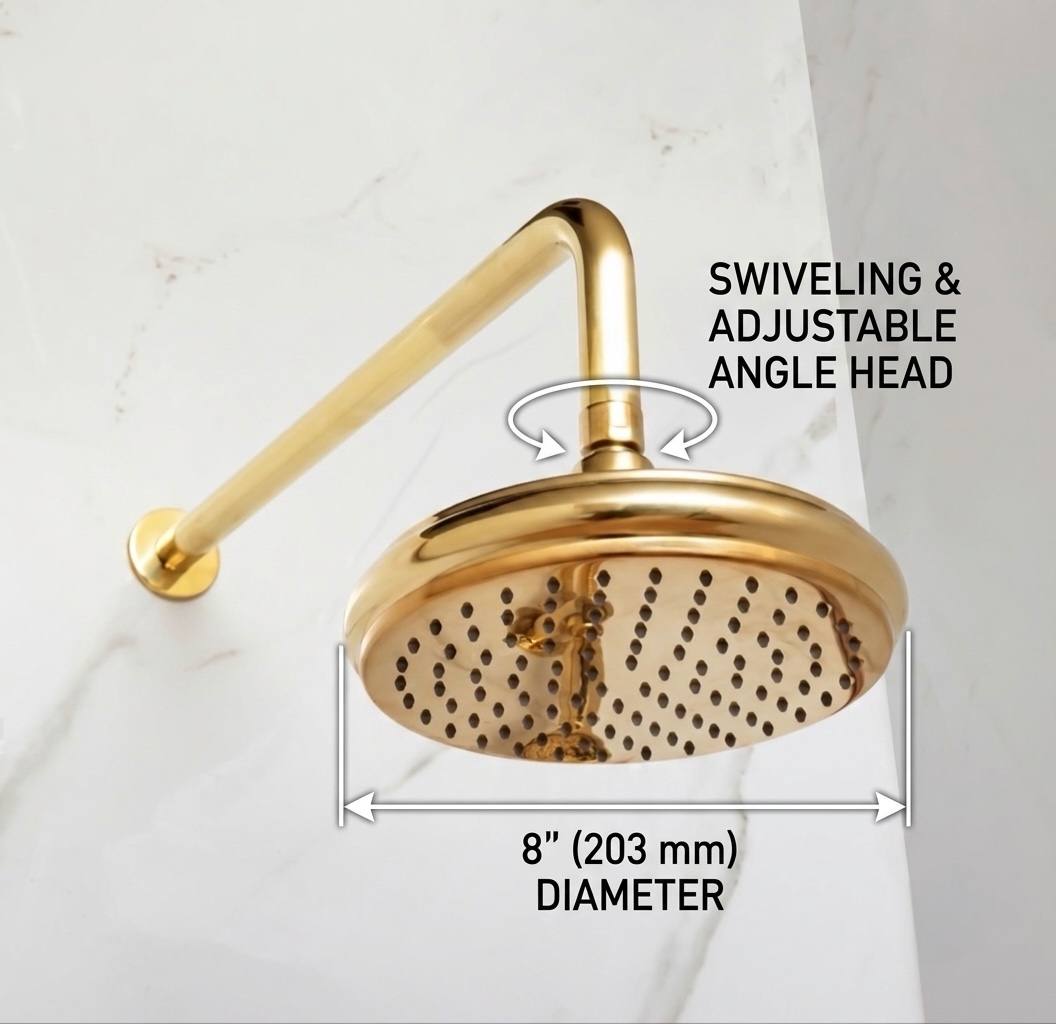 Unlacquered Brass Domed Rain Shower Head