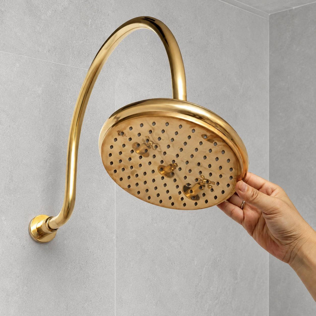 Unlacquered Brass Domed Rain Shower Head
