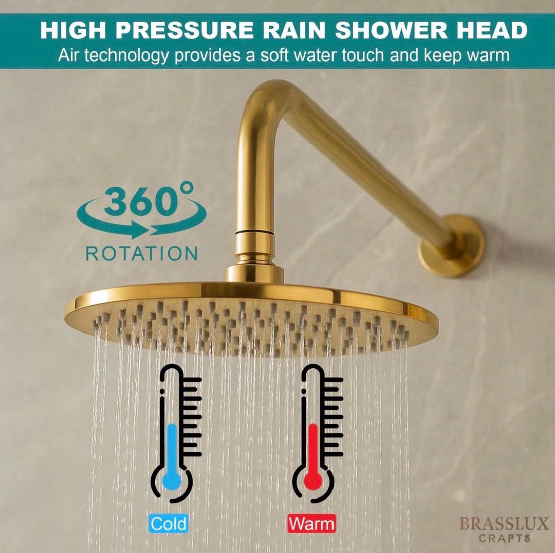 Unlacquered Brass Rainfall Shower Head