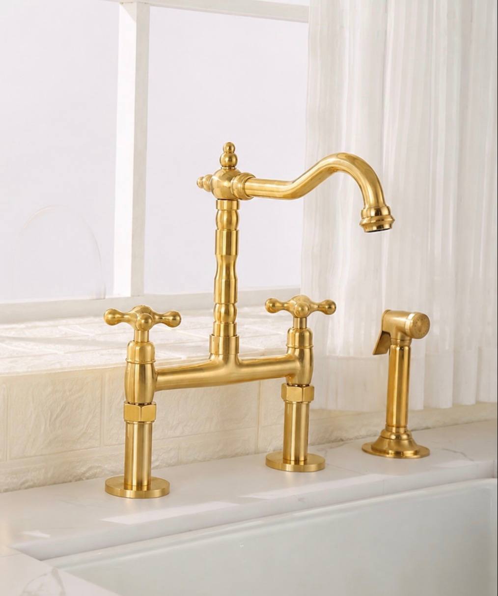 Swift Bridge Kitchen Faucet – Unlacquered Brass