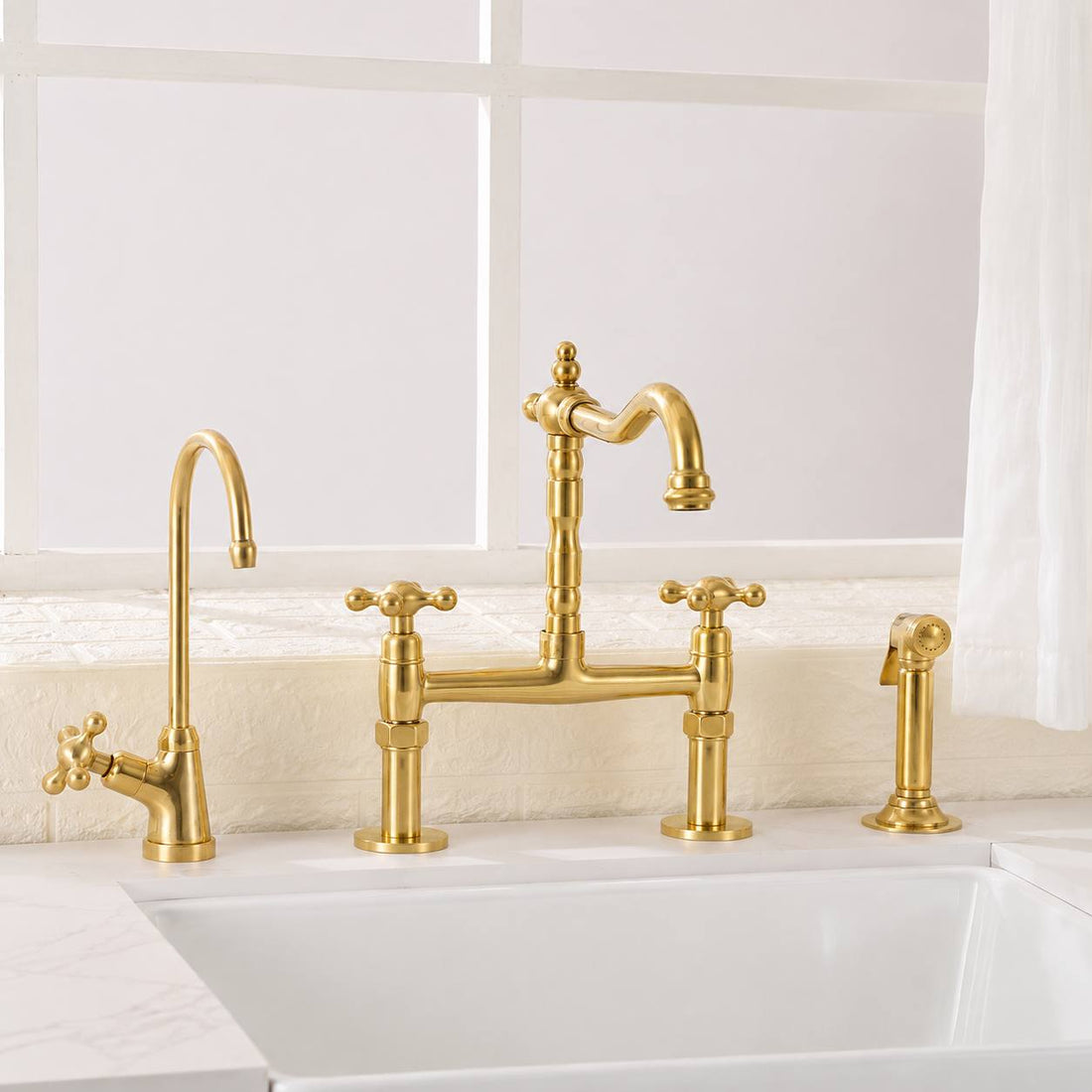 Swift Bridge Kitchen Faucet – Unlacquered Brass