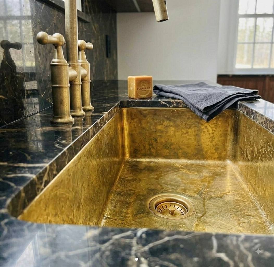 Solid Unlacquered Brass Farmhouse Kitchen Sink