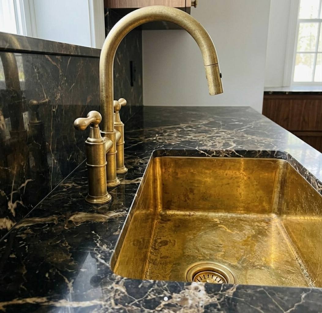 Solid Unlacquered Brass Farmhouse Kitchen Sink