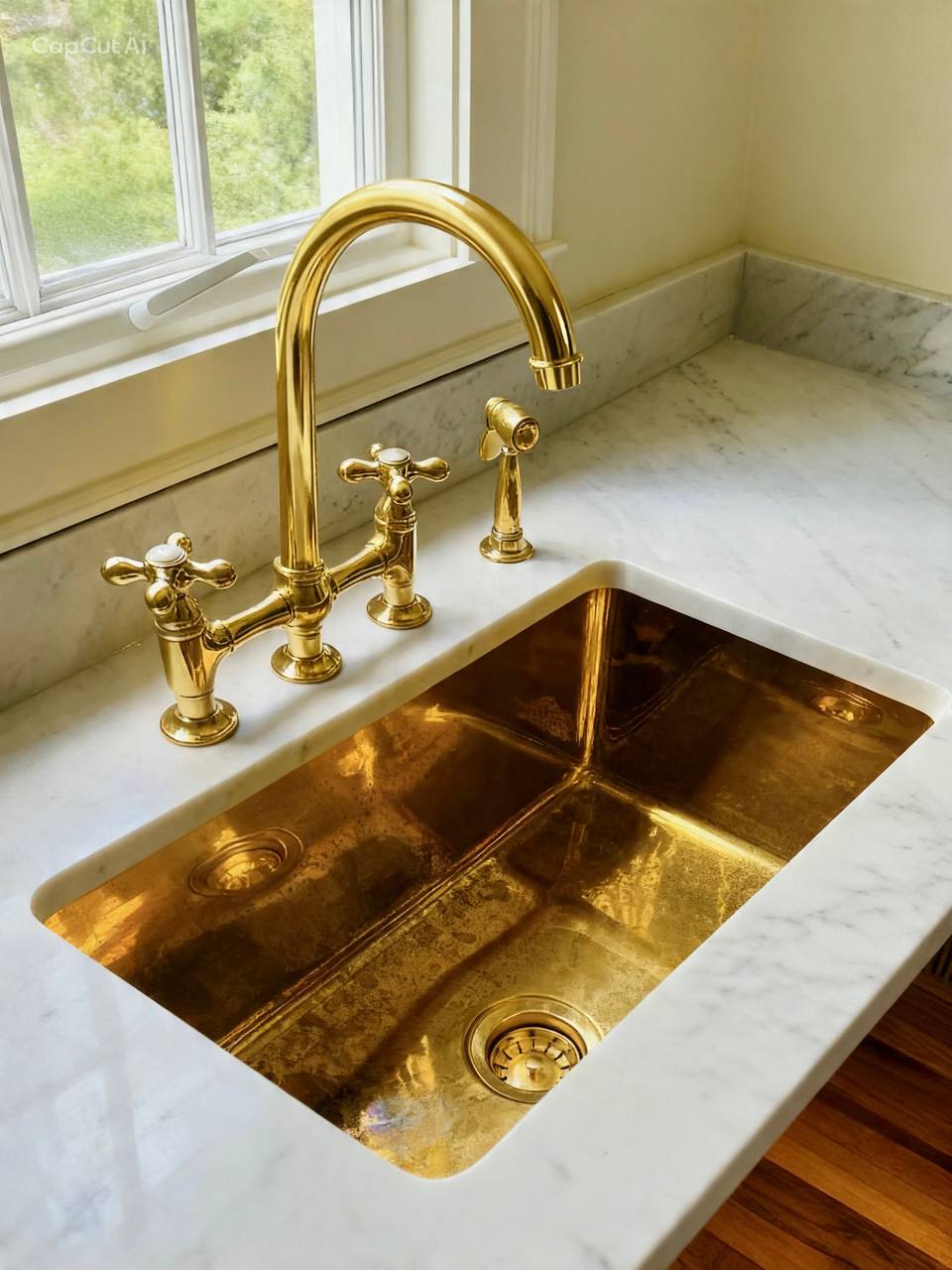 Solid Unlacquered Brass Farmhouse Kitchen Sink