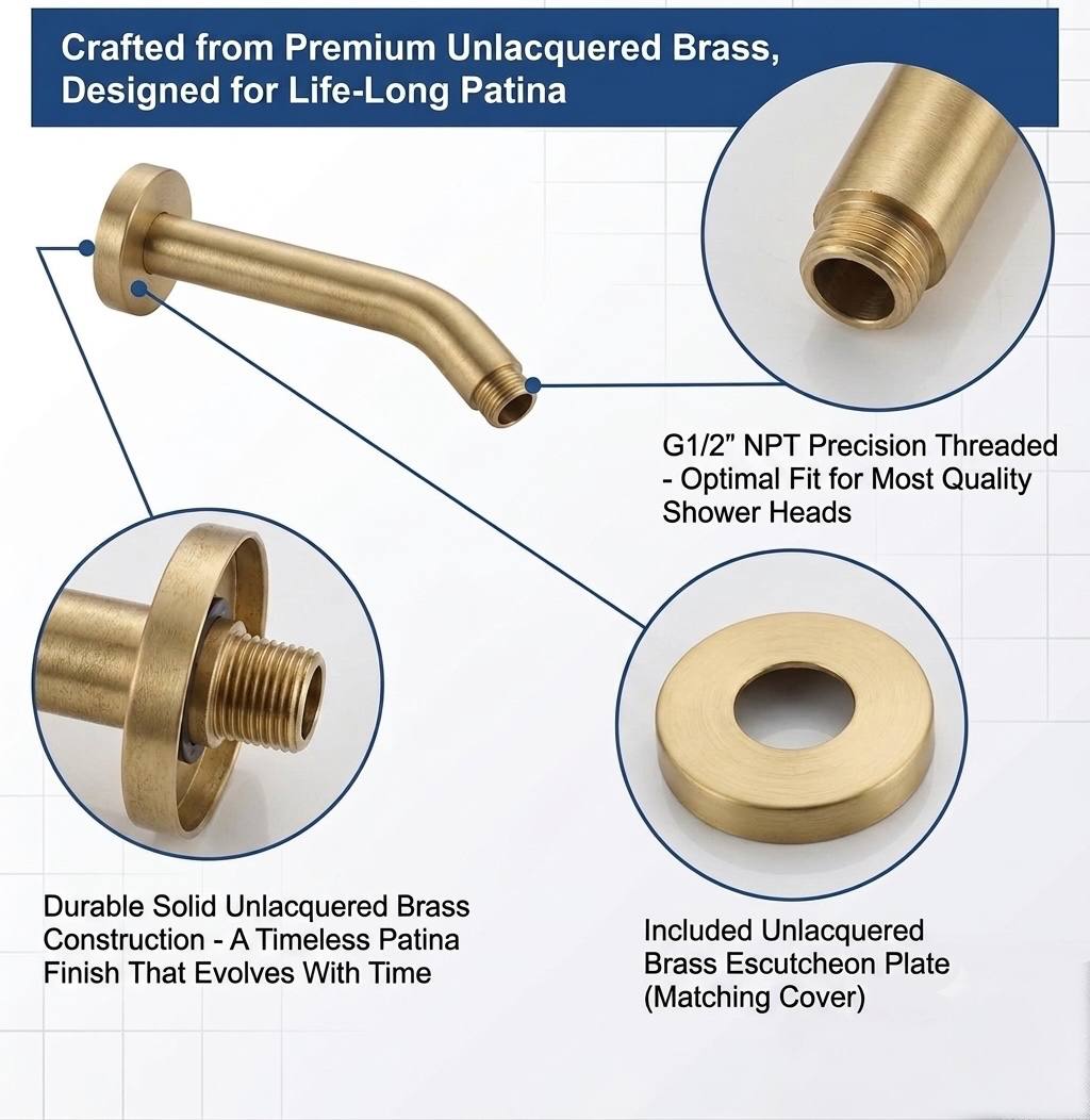 Monterey Unlacquered Brass Pressure Balance Shower