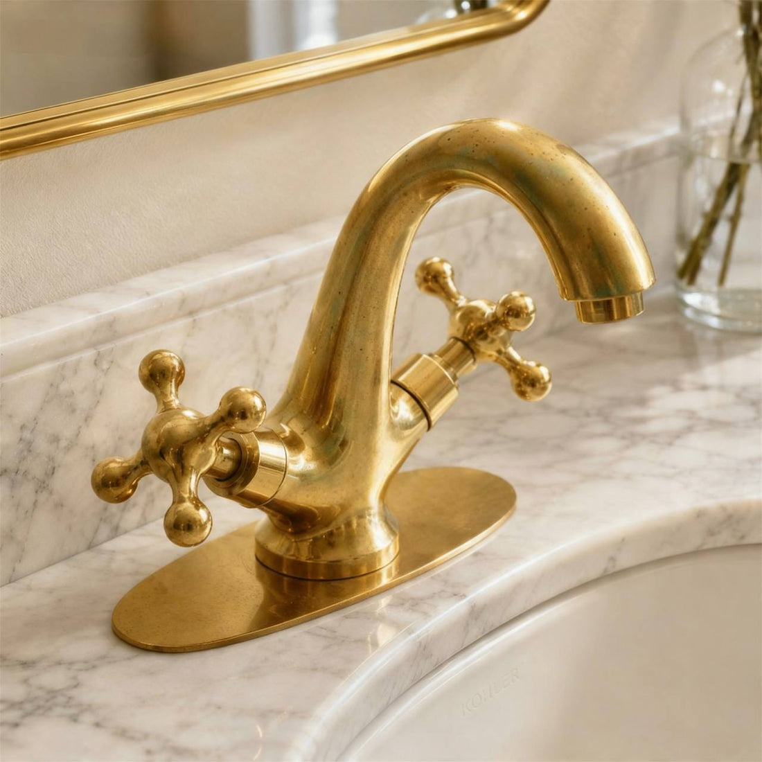 Arena Unlacquered Brass Bathroom Faucet