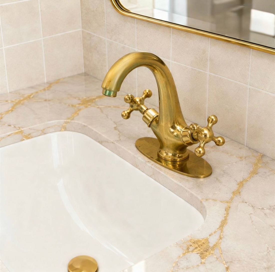 Arena Unlacquered Brass Bathroom Faucet